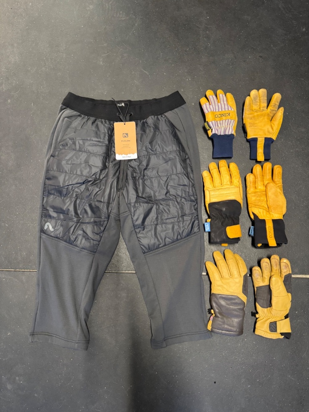 NEW Flylow 3/4 Puffer Pant + 3 Pairs of Gloves